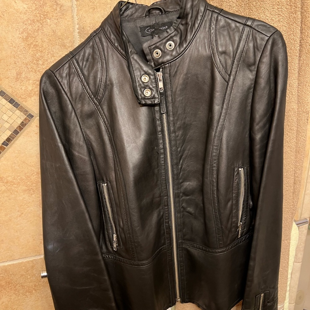 Black leather jacket